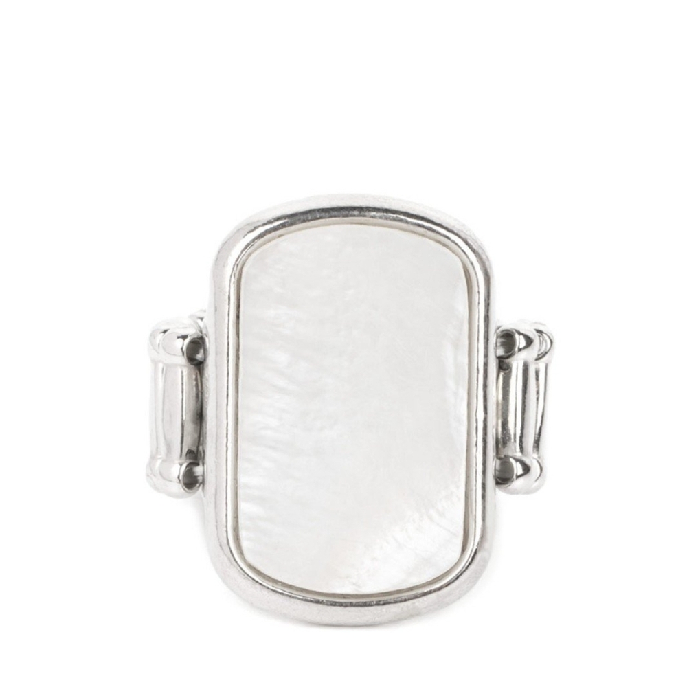 Paparazzi Silver and White Modern Ring Tidal Tranquility Fashion Jewelry